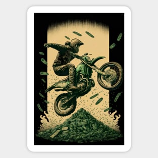 Dirt Bike Stunt Around Money Sticker